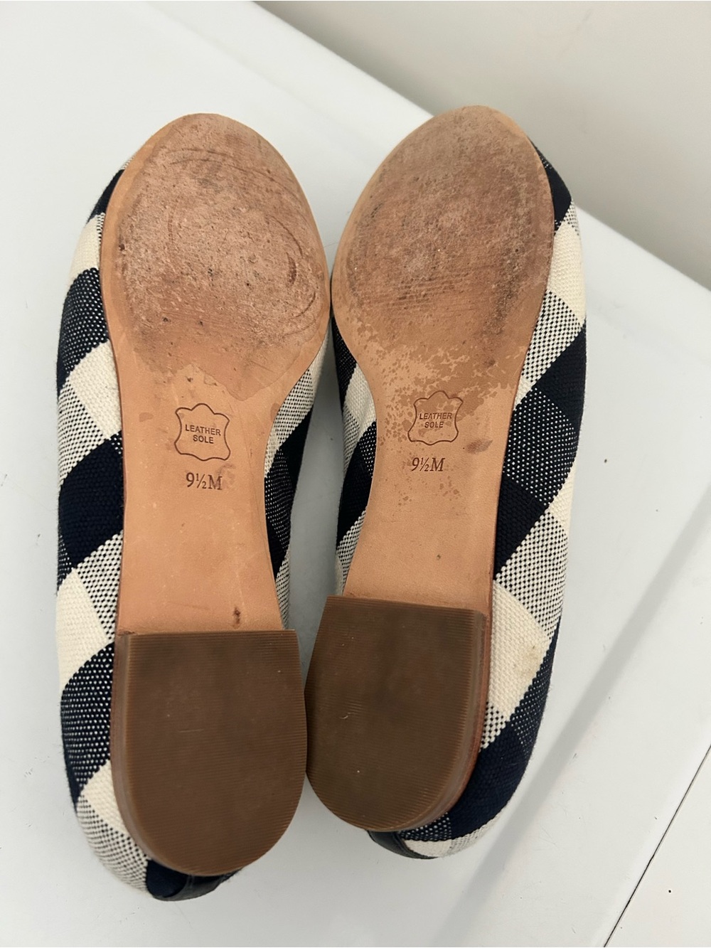 Talbots Ryan Gingham Loafers in Canvas Plaid Navy Blue Cream Size 9.5 M - Picture 9 of 15